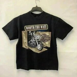 Harley Davidson Motorcycle Size L Bike Black T-Shirt Milwaukee Biker Motorcycle